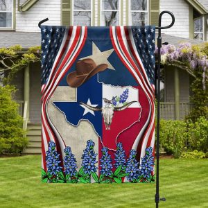 Texas State and Longhorn Bluebonnet Bird American For Outdoor Decorative Garden House Flag