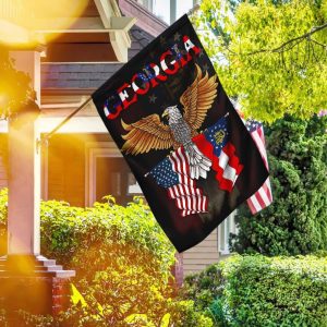 Georgia State American and Eagle American For Outdoor Decorative Garden House Flag