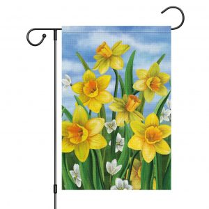 Spring Daffodil Floral Burlap House Flag